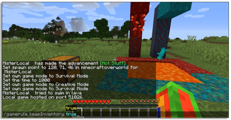 minecraft keep inventory command for server