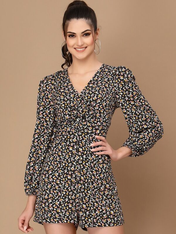 Women Black & Pink Printed Jumpsuit