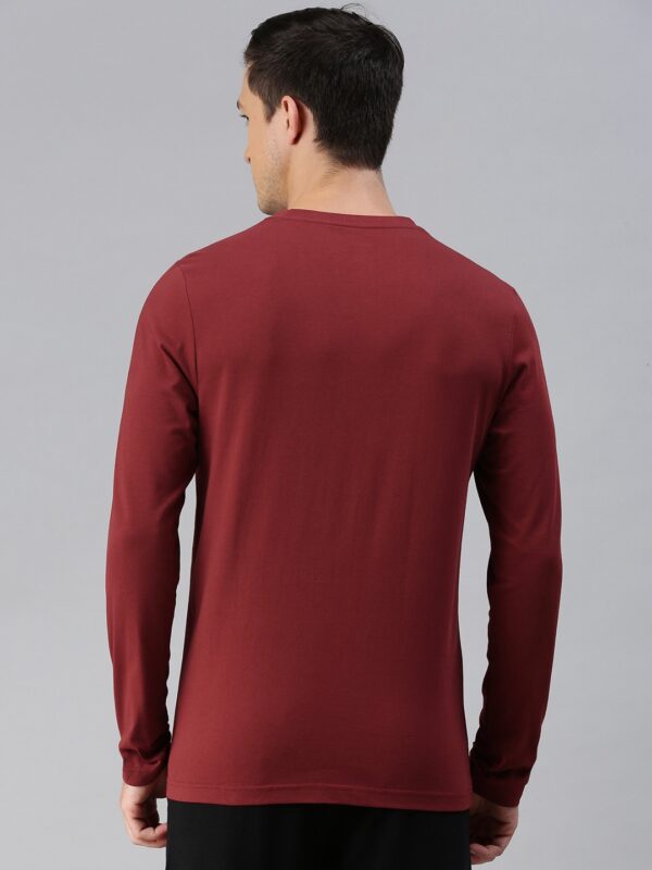Men Maroon Solid Lounge T-Shirt - Image 2
