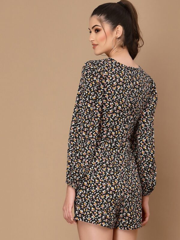 Women Black & Pink Printed Jumpsuit - Image 2